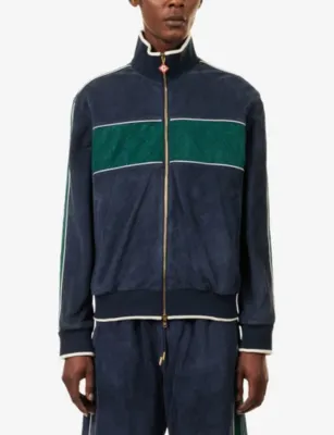 CASABLANCA Brand-Print Track Suede Jacket detail 3