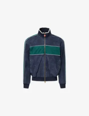 CASABLANCA Brand-Print Track Suede Jacket