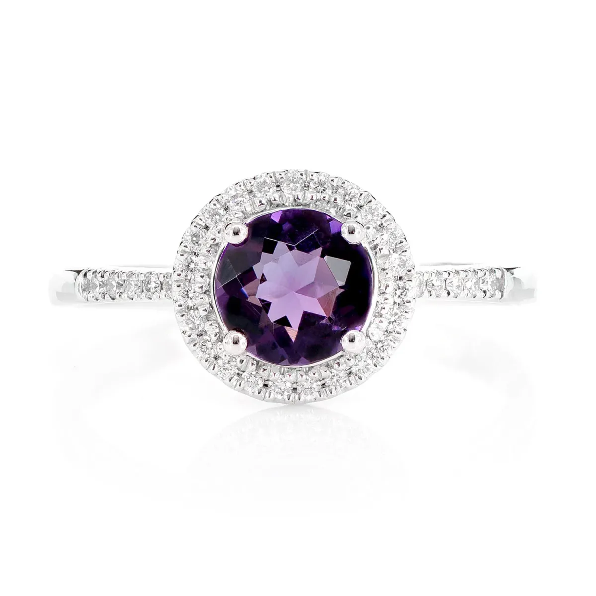 For Him Purple Amethyst and Diamond Halo Ring in White Gold / Lab Grown Diamond – Ring