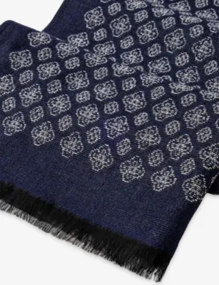 HACKETT Tile-Pattern Woven Scarf detail 3