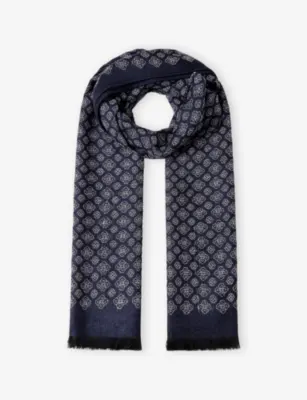 HACKETT Tile-Pattern Woven Scarf