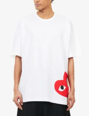 COMME DES GARCONS PLAY Heart-Print Oversized Cotton-Jersey T-Shirt detail 3