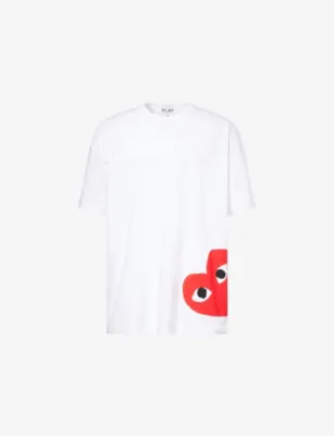 COMME DES GARCONS PLAY Heart-Print Oversized Cotton-Jersey T-Shirt