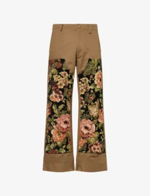 SIMONE ROCHA Patchwork Embroidered Cotton Trousers