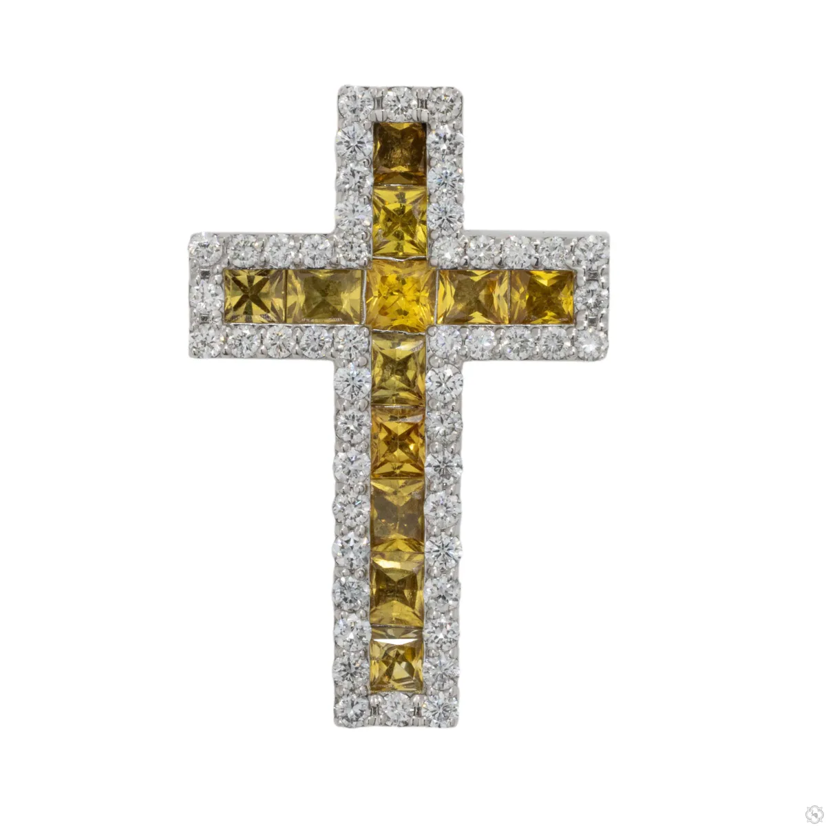RINA - For Him CUSTOM Golden Light Princess Cut Sapphire Diamond Cross 70424 in Rose Gold – Pendant