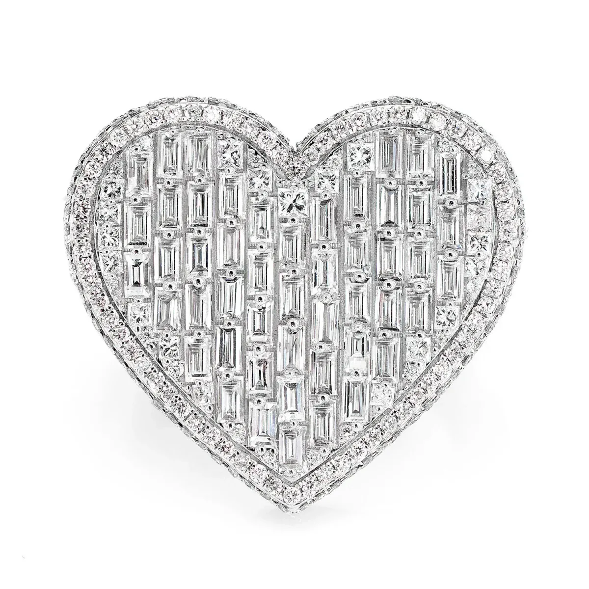 For Him Baguette Diamond Heart Signet Ring in White Gold / Natural Diamond – Ring