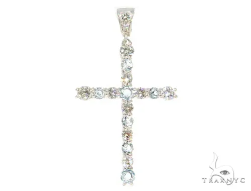 RINA - For Him FACTORY Prong Diamond Aquamarine Cross 44532 in Rose Gold – Pendant