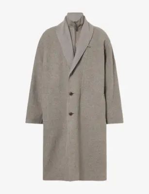 GIORGIO ARMANI Shawl-Collar Cashmere, Silk And Cotton Overcoat in Marrone Medio Melange – Mens | Coats & jackets | Overcoats