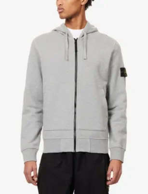 STONE ISLAND Brand-Badge Zip-Through Cotton Hoody detail 3
