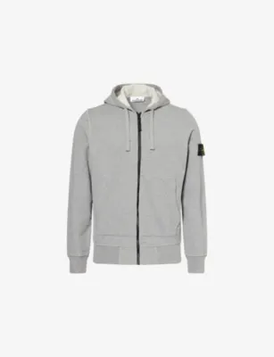 STONE ISLAND Brand-Badge Zip-Through Cotton Hoody
