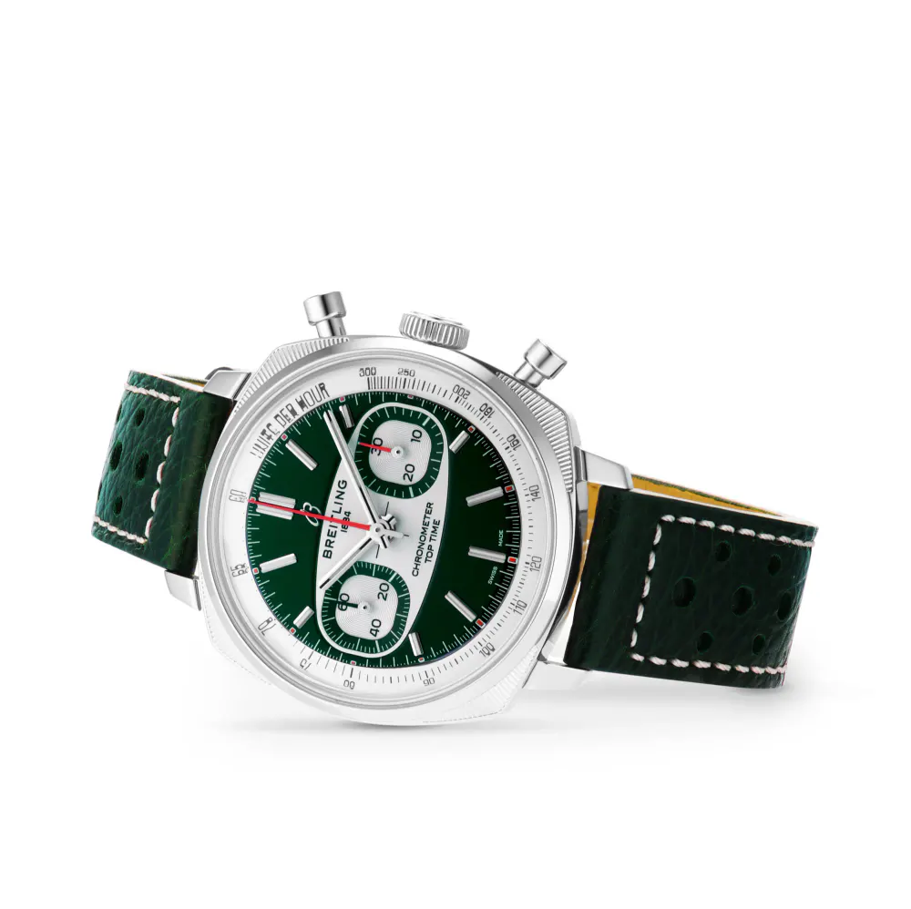 Breitling Top Time B01 Racing 38mm Mens Watch Green Leather detail 3