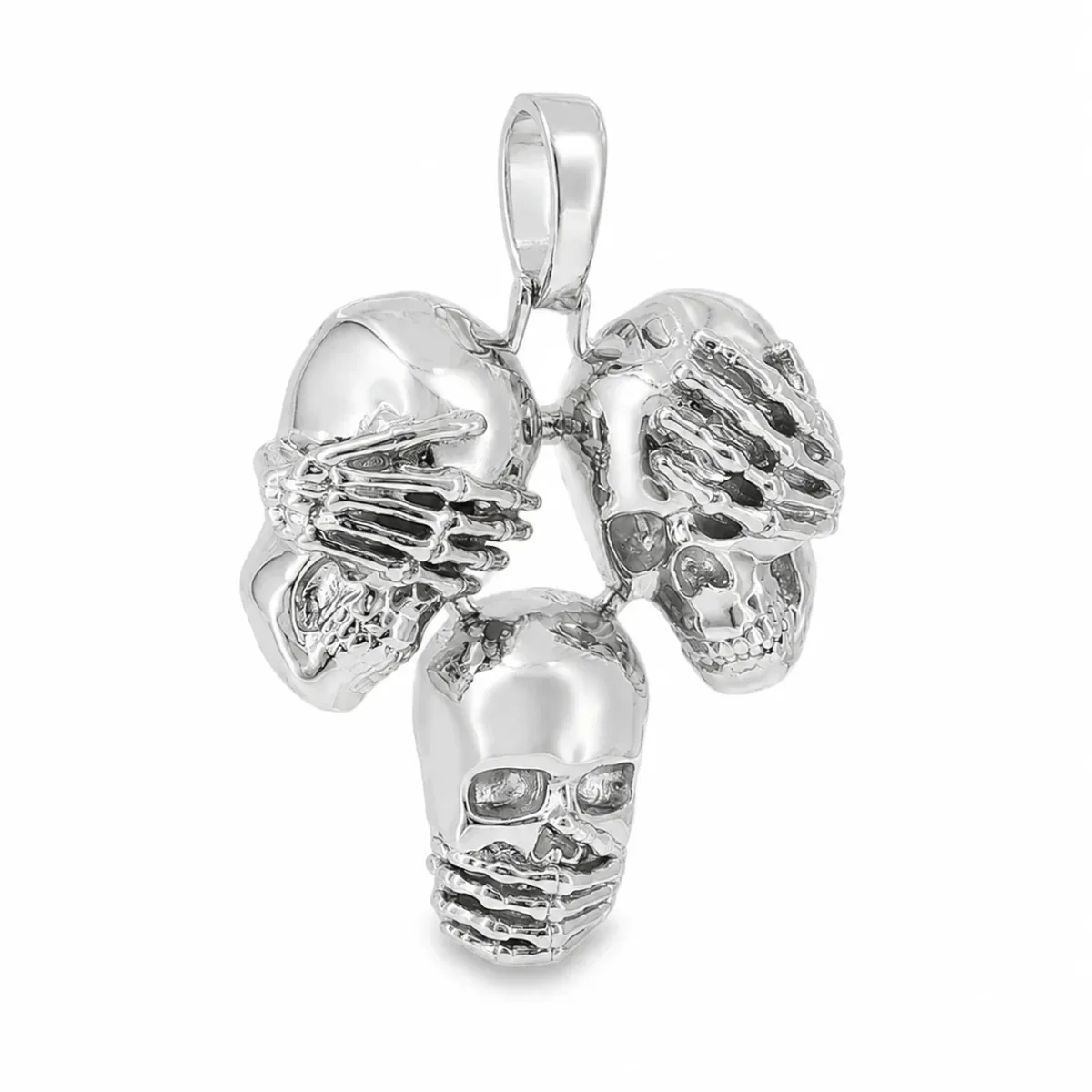 MARYAM - For Him SILVER .925 Silver See No Evil, Hear No Evil, Speak No Evil Skull Glossy Pendant 70971 in glossy – Pendant
