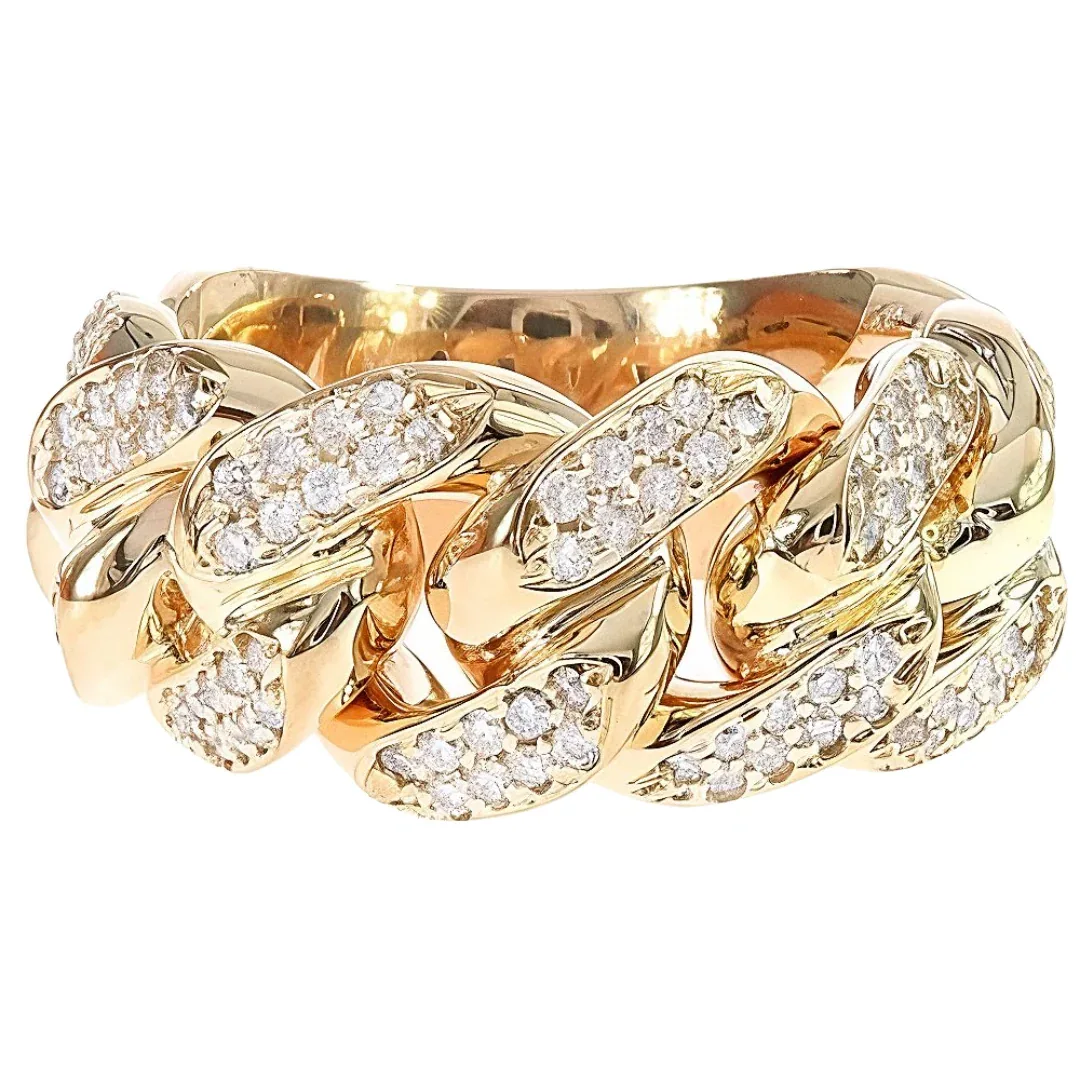 RINA - For Him FACTORY 14K Yellow Gold 12mm 2 Row Diamond Miami Cuban Ring 65029 in Rose Gold / 11 – Ring