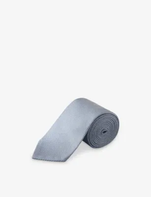ETON Grenadine Woven Silk Tie - Light blue