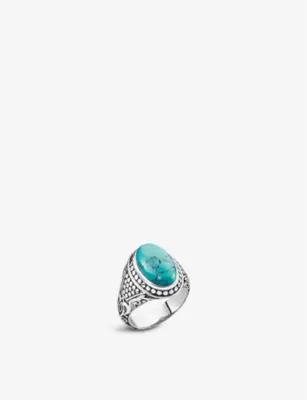 THOMAS SABO Arizona sterling-silver and faux-turquoise signet ring - U