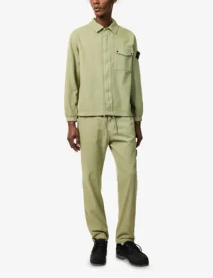 STONE ISLAND Compass-Badge Herringbone Cotton Trousers detail 2