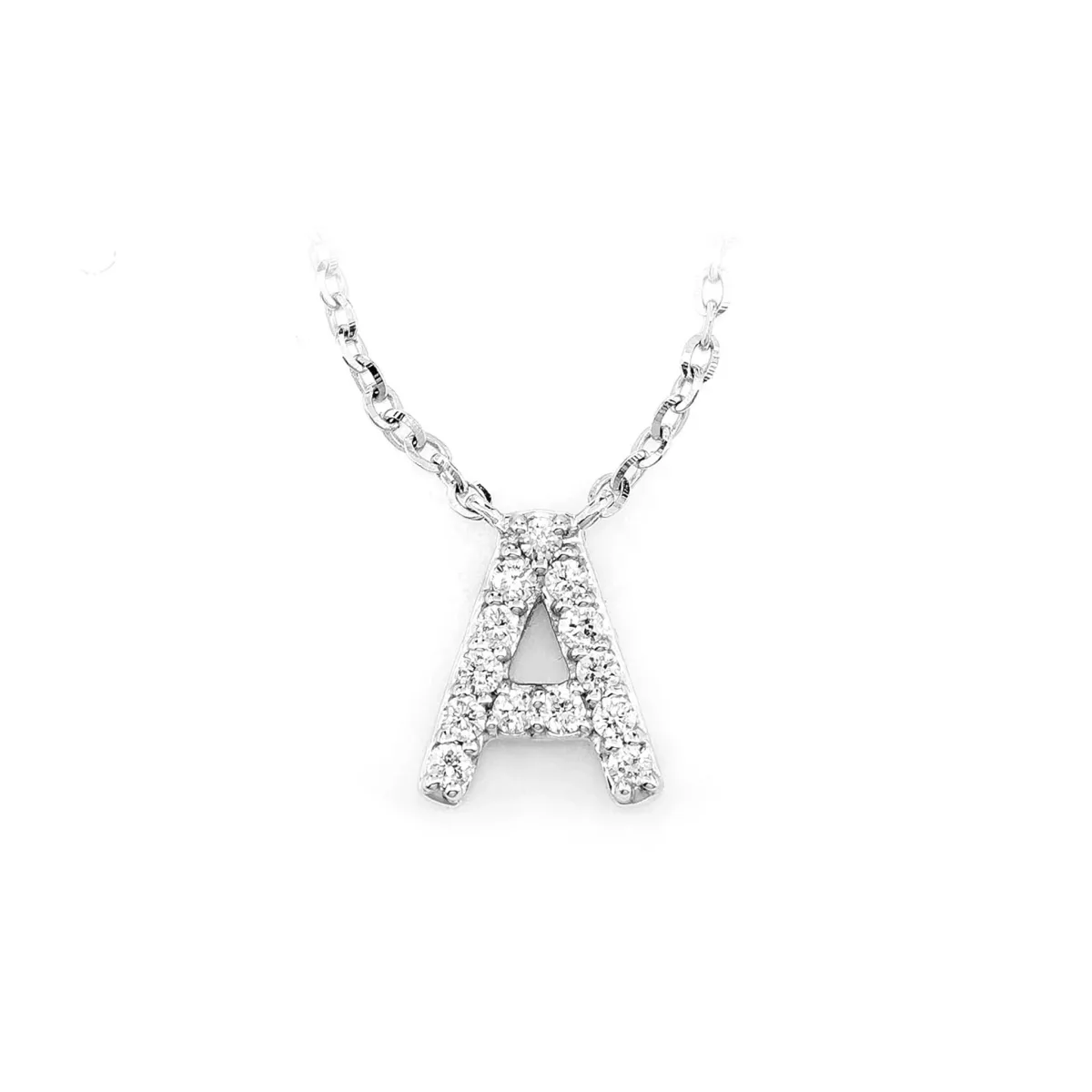 For Him Any Letter Diamond Necklace in White Gold / 16" / Lab Grown Diamond – Necklace
