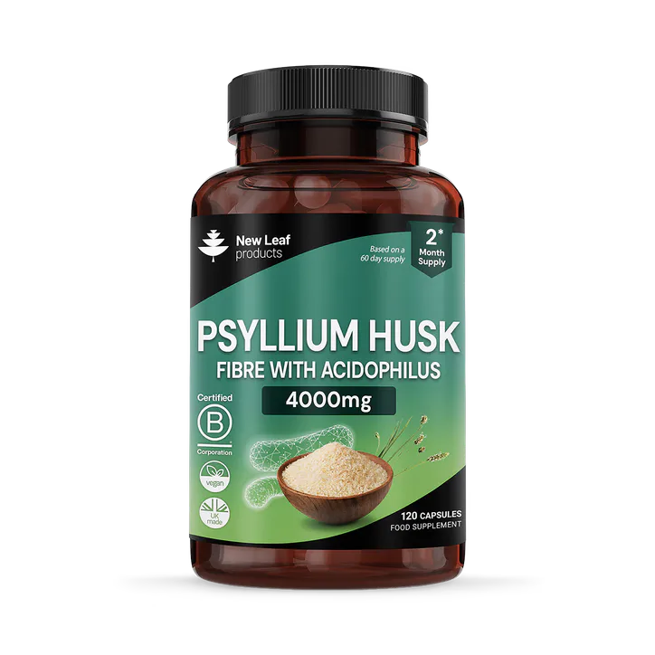 New Leaf Products Psyllium Husk With Acidophilus Capsules Food Supplement 120 Capsules