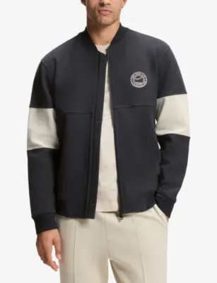 BOSS Brand-Embroidered Zip-Up Cotton-Blend Sweatshirt detail 3