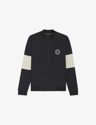 BOSS Brand-Embroidered Zip-Up Cotton-Blend Sweatshirt