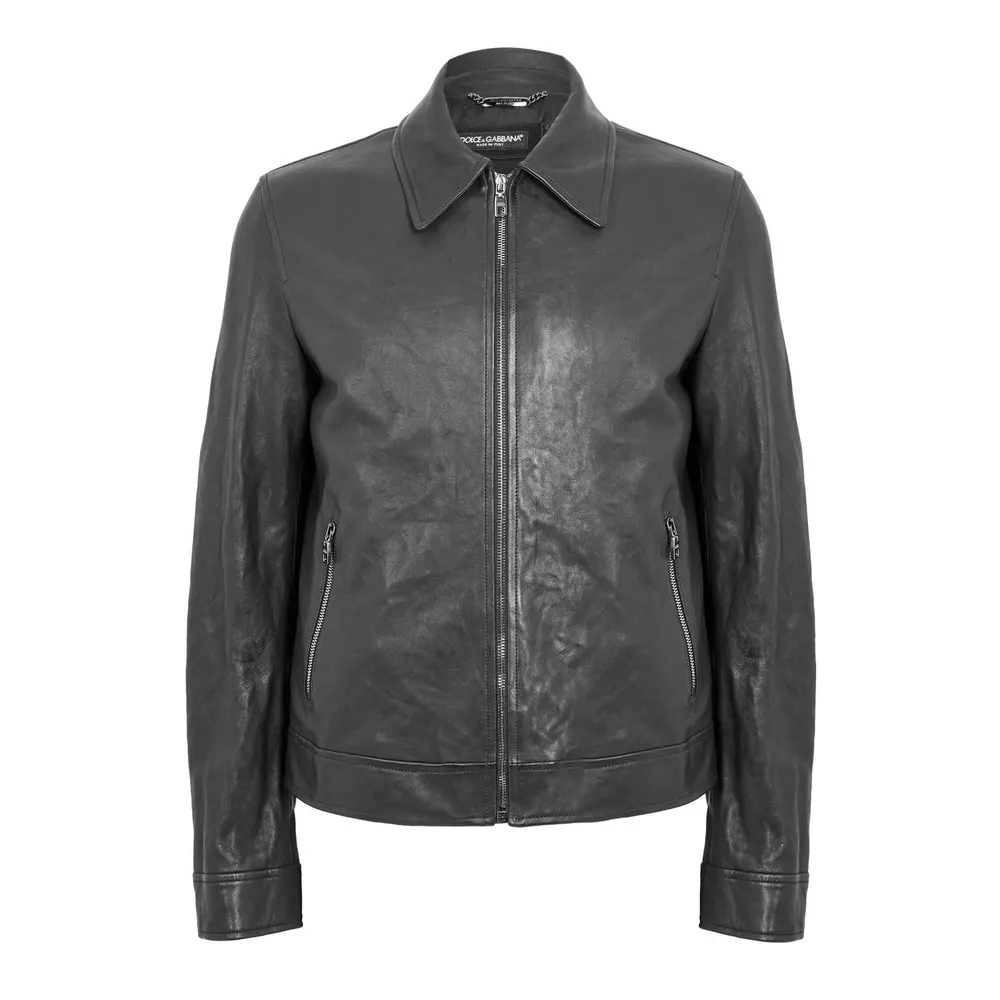 Dolce and Gabbana Men's Zipped Leather Jacket