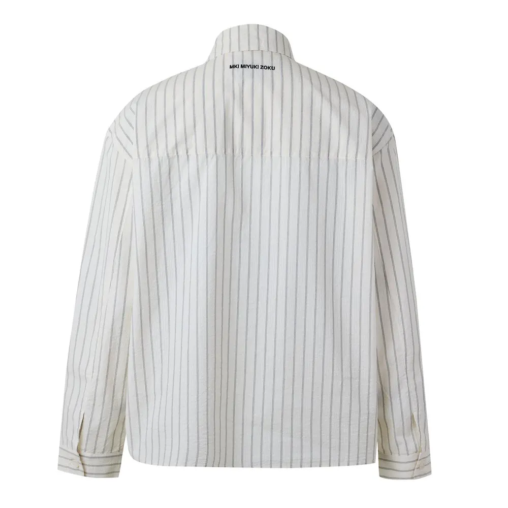 MKI MIYUKI ZOKU Men's Stripe Long Sleeve Patterned Shirt detail 2