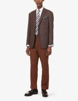 CORNELIANI Herringbone Single-Breasted Wool and Cashmere-Blend Jacket detail 2