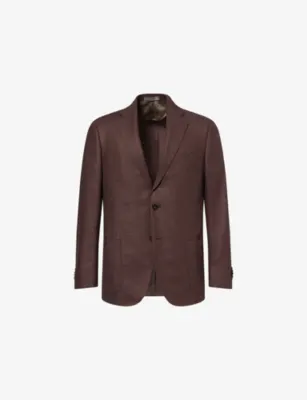CORNELIANI Herringbone Single-Breasted Wool and Cashmere-Blend Jacket