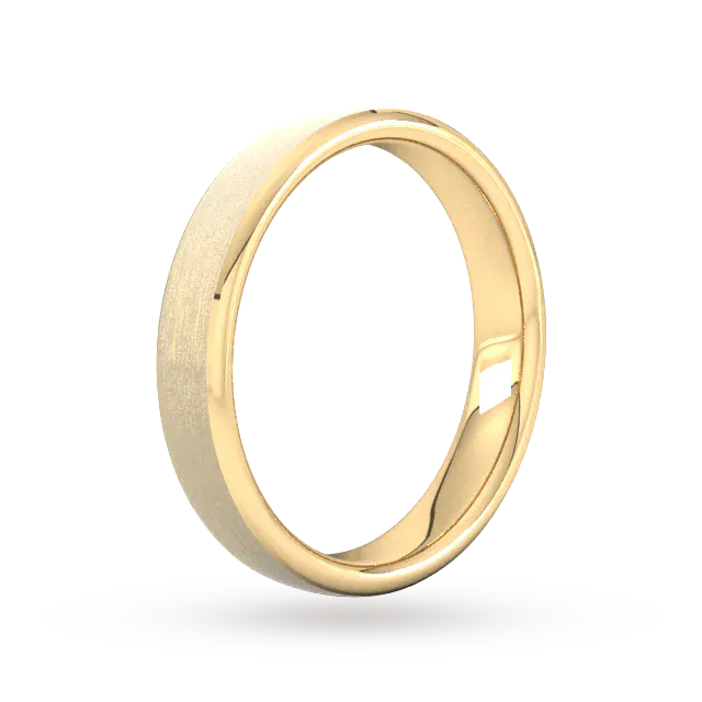 For Him 4mm Slight Court Extra Heavy Polished Chamfered Edges With Matt Centre Wedding Ring In 18 Carat Yellow Gold detail 2