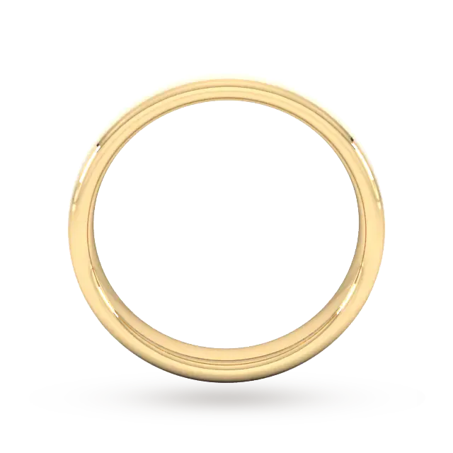 For Him 4mm Slight Court Extra Heavy Polished Chamfered Edges With Matt Centre Wedding Ring In 18 Carat Yellow Gold detail 3