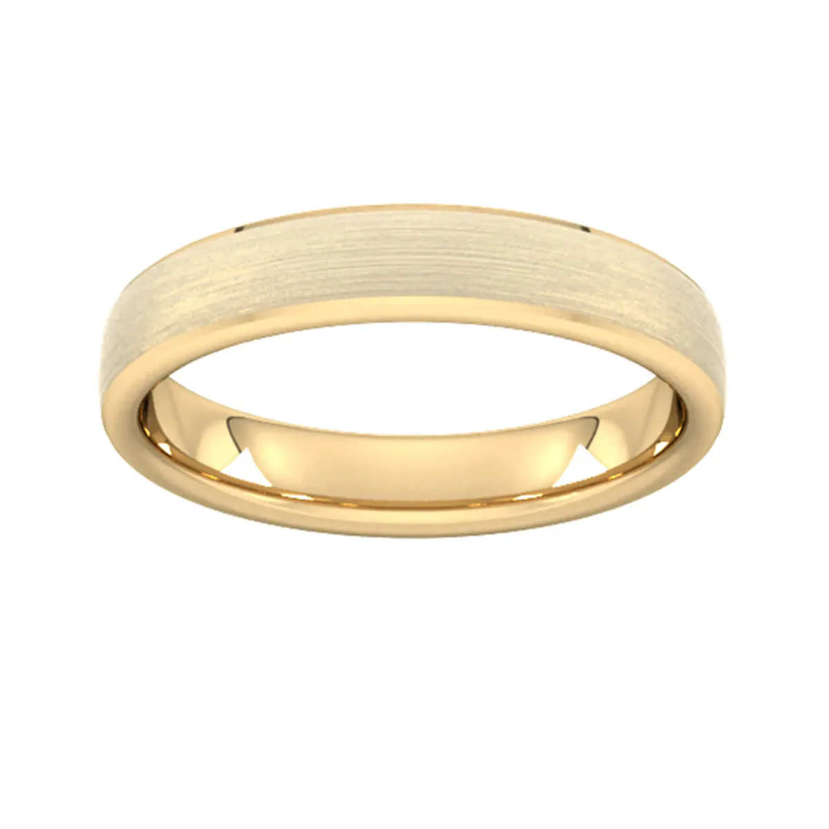 For Him 4mm Slight Court Extra Heavy Polished Chamfered Edges With Matt Centre Wedding Ring In 18 Carat Yellow Gold