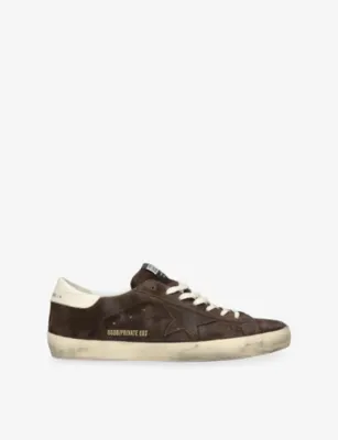 GOLDEN GOOSE Exclusive Super-Star 1 Leather Trainers - EUR 42 / 8 UK MEN in Dark Brown – Mens | Trainers | Lace up trainers