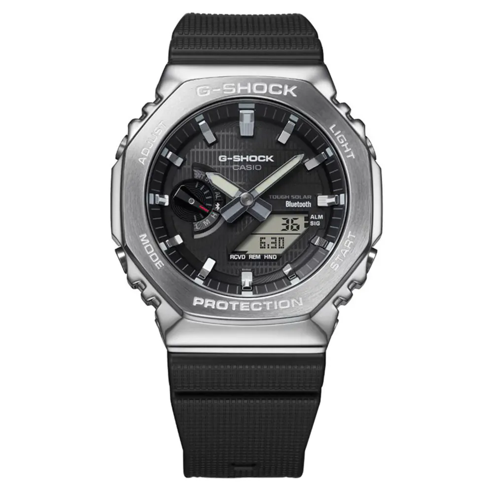 Casio G-SHOCK Metal Covered 2100 Bluetooth and Solar 49.5mm Mens Watch Black detail 3
