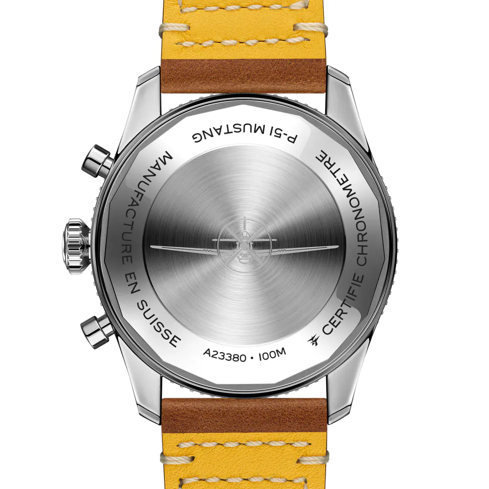 Breitling Classic AVI Chronograph 42 P-51 Mustang Leather Strap Watch detail 2