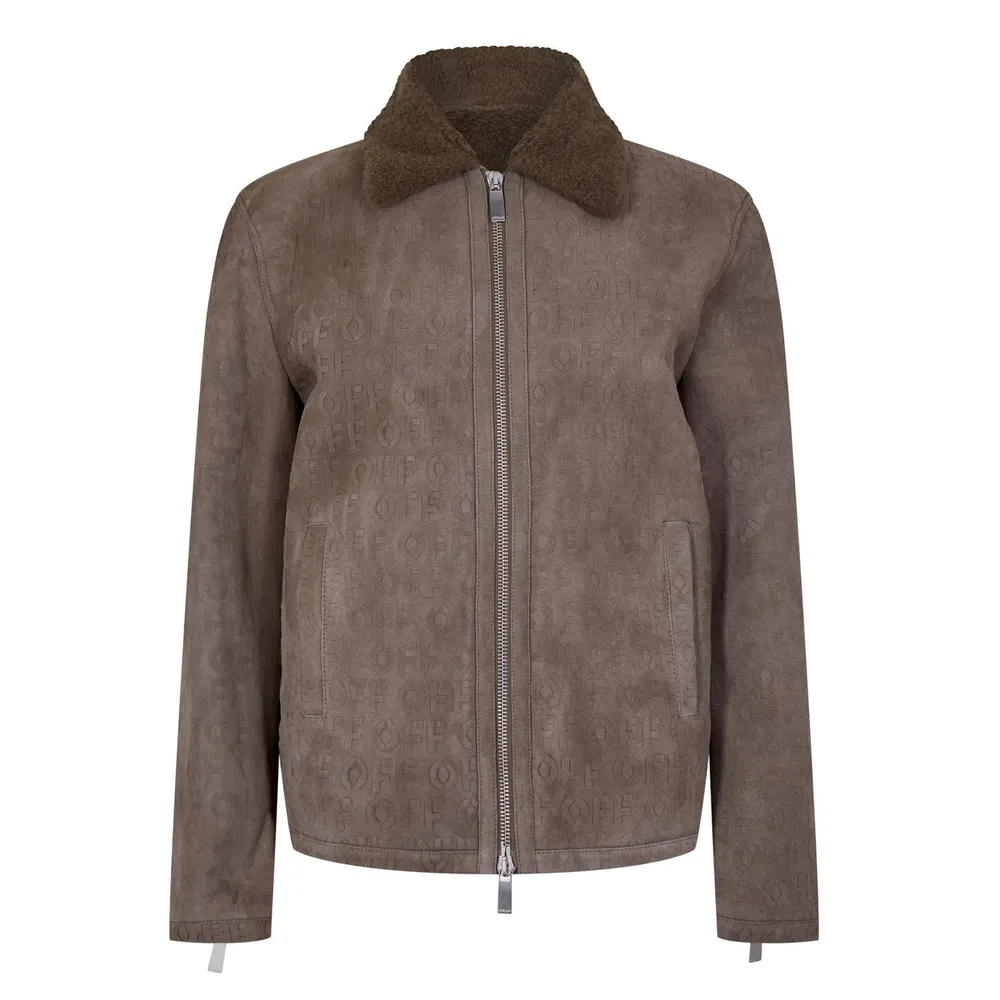 Off White Men's Blouson Sheepskin Long Sleeve Shearling Jacket