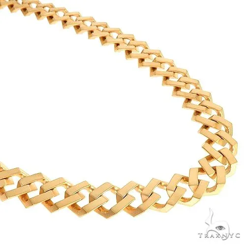 JALGAS - ASTOURIAN 22k Yellow Gold Matte Finish Solid Square Curb Chain 22 Inches 15.3mm 66639 in Yellow – Chain