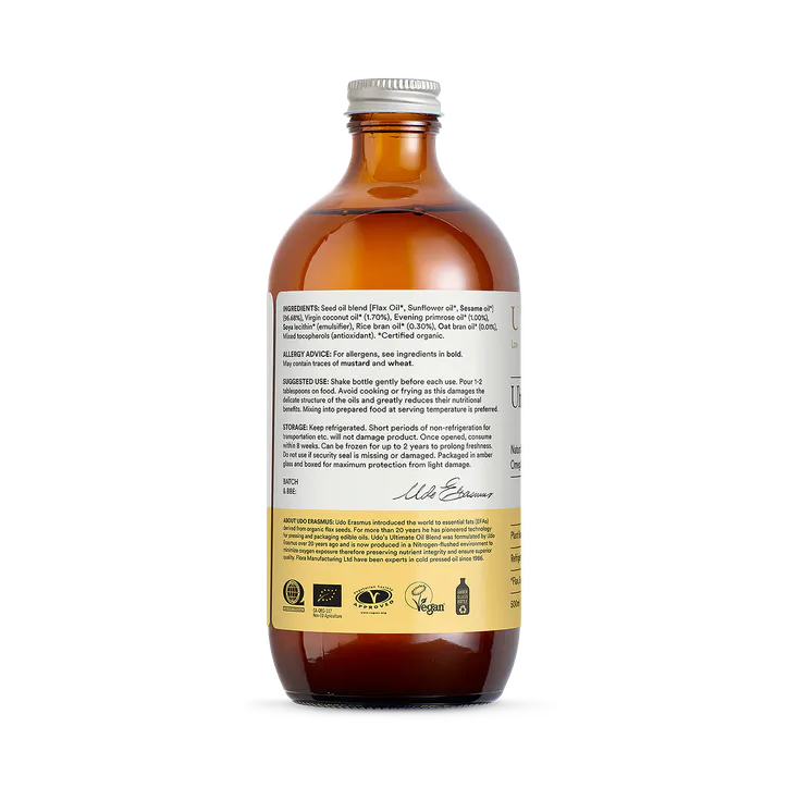 Udo's Choice Omega 3-6-9 Ultimate Oil Blend 500ml - ORGANIC, additional product view 3