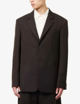 STUDIO NICHOLSON Roversi Wool Jacket in COFFEE, additional product view 3