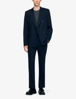 SANDRO Regular-Fit Double-Breasted Wool Suit Jacket detail 2