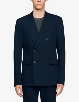 SANDRO Regular-Fit Double-Breasted Wool Suit Jacket detail 3