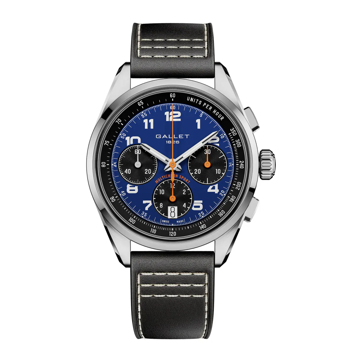 Gallet Multichron Sport Chronograph Automatic 41mm Unisex Watch Blue Dial Leather