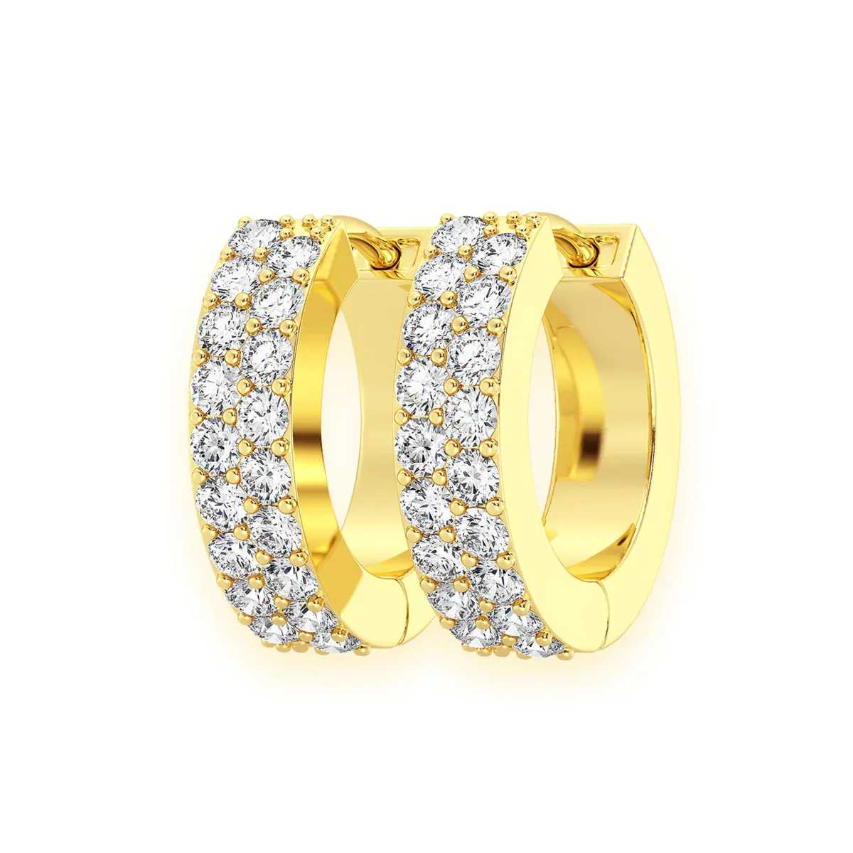 For Him Two Row Pavé Diamond Huggie Hoop Earrings in Rose Gold / Lab Grown Diamond – Earring