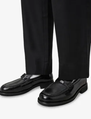 ALLSAINTS Bloom Leather Penny Loafers - EUR 40 / 6 UK MEN in BLACK, additional product view 2