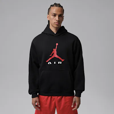 Jordan Brooklyn Men's Pullover Hoodie - Black/Black/University Red