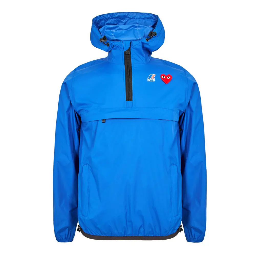 Comme des Garcons PLAY Unisex Adults Water Resistant Nylon Half Zip Hooded Rain Anorak