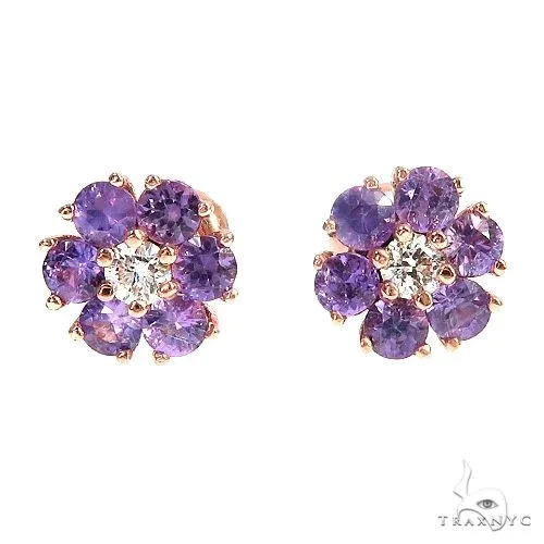 PIA - For Him GEMSTONES Violet Bloom Sapphire Diamond Flower Earrings 66906 in Rose – Earrings