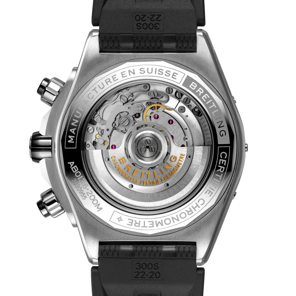 Breitling Super Chronomat B01 44 Stainless Steel Rubber Strap Watch detail 2