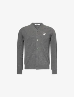 COMME DES GARCONS PLAY Embroidered Heart Brushed Wool Knit Cardigan