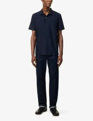 MISSONI Zig-Zag Short-Sleeve Cotton Polo Shirt in BLUE, additional product view 2
