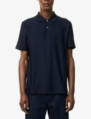 MISSONI Zig-Zag Short-Sleeve Cotton Polo Shirt in BLUE, additional product view 3